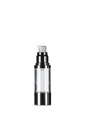 30ml Clear Airless Bottle, Gloss Silver Base & 30/50ml Airless Pump with Gloss Silver Overcap, Collar & White Actuator